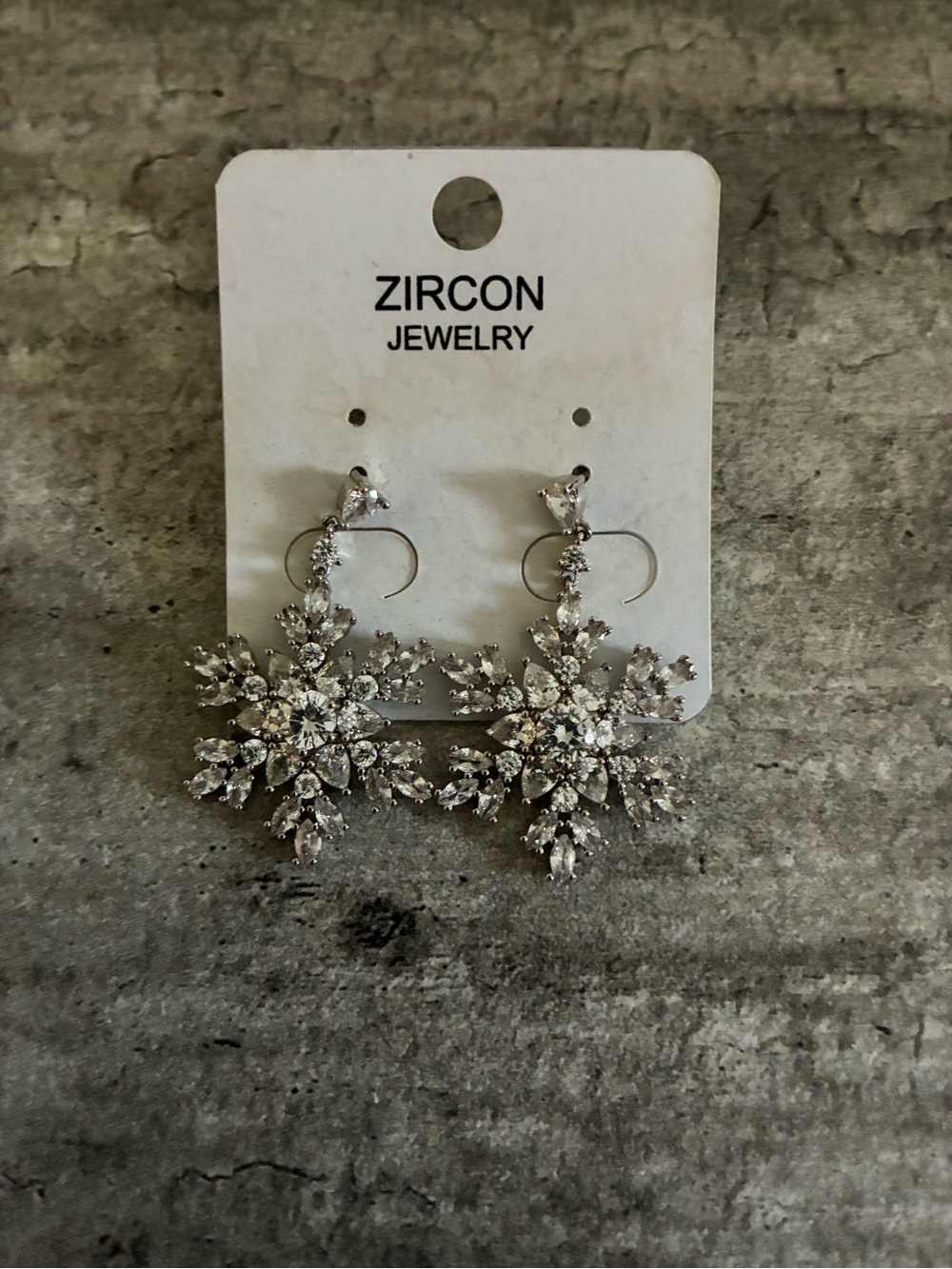 Silver Crystal Snowflake Drop Earrings